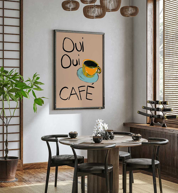 Transform your home with OUI OUI CAFÉ, BAR art featuring a vibrant coffee cup illustration.