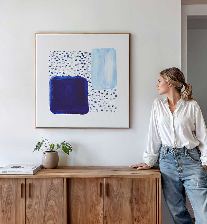 Elevate your decor with "OVER THE BLUE RAIN IS LAND, ABSTRACT PAINTINGS," showcasing rich hues and dynamic artistry.