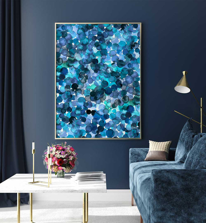 OVERLAPPED WATERCOLOR DOTS BLUE , ABSTRACT PAINTINGS