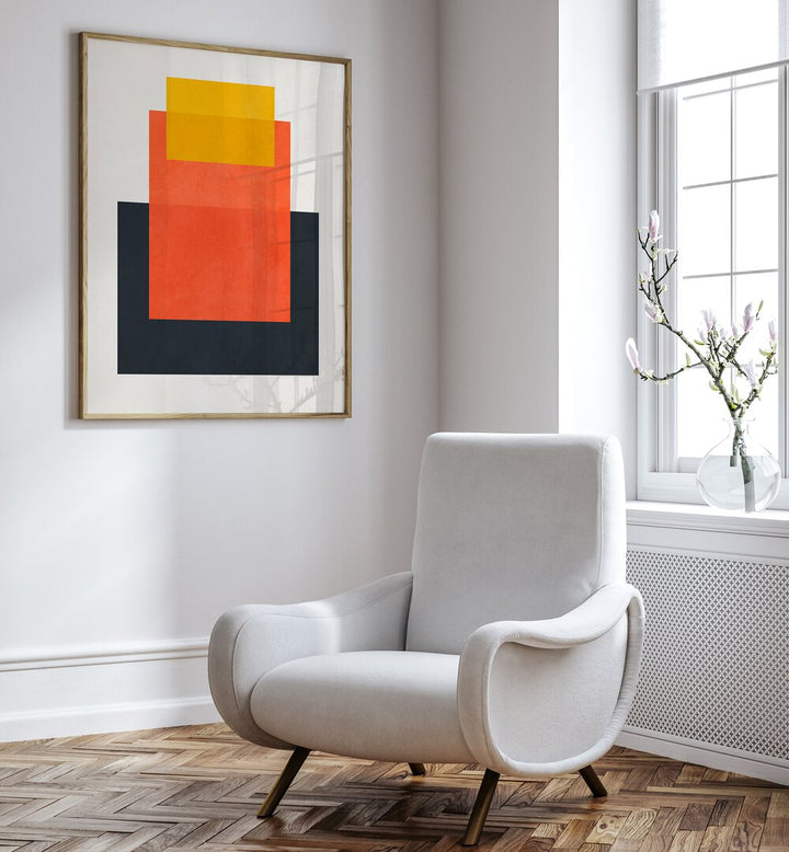 Stylish interior featuring OVERLAPPING II, GEOMETRIC ART PRINTS, perfect for modern aesthetics and innovative design.
