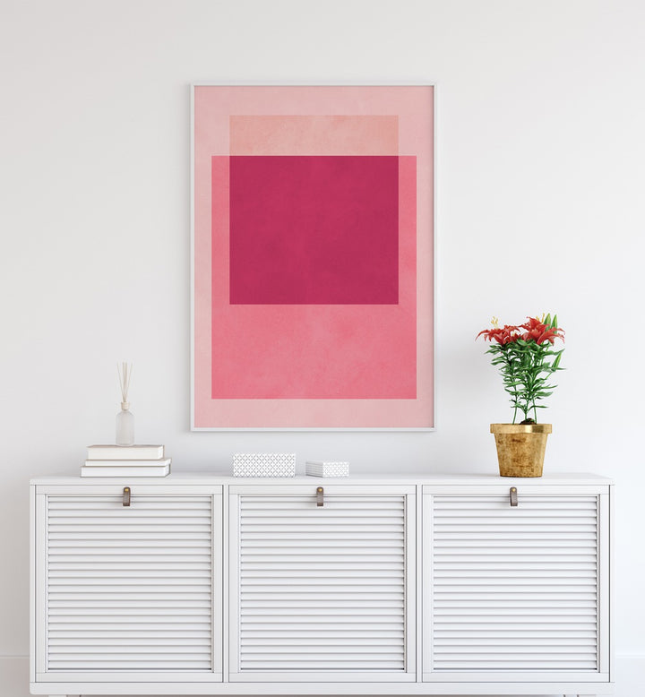 Elegant OVERLAPPING XII, GEOMETRIC ART PRINTS displayed in a modern setting, enhancing contemporary home decor.