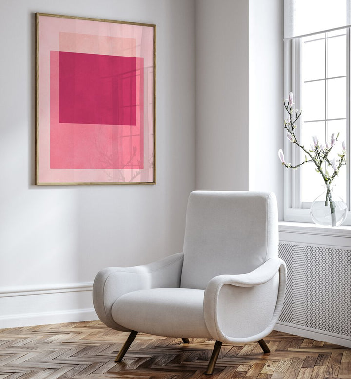 Modern living space featuring OVERLAPPING XII, GEOMETRIC ART PRINTS, enhancing the aesthetic with vibrant colors.