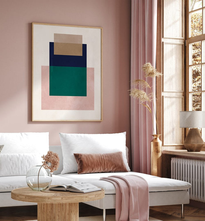 Discover the elegance of OVERLAPPING XVI, GEOMETRIC ART PRINTS, enhancing modern interiors with vibrant shapes.