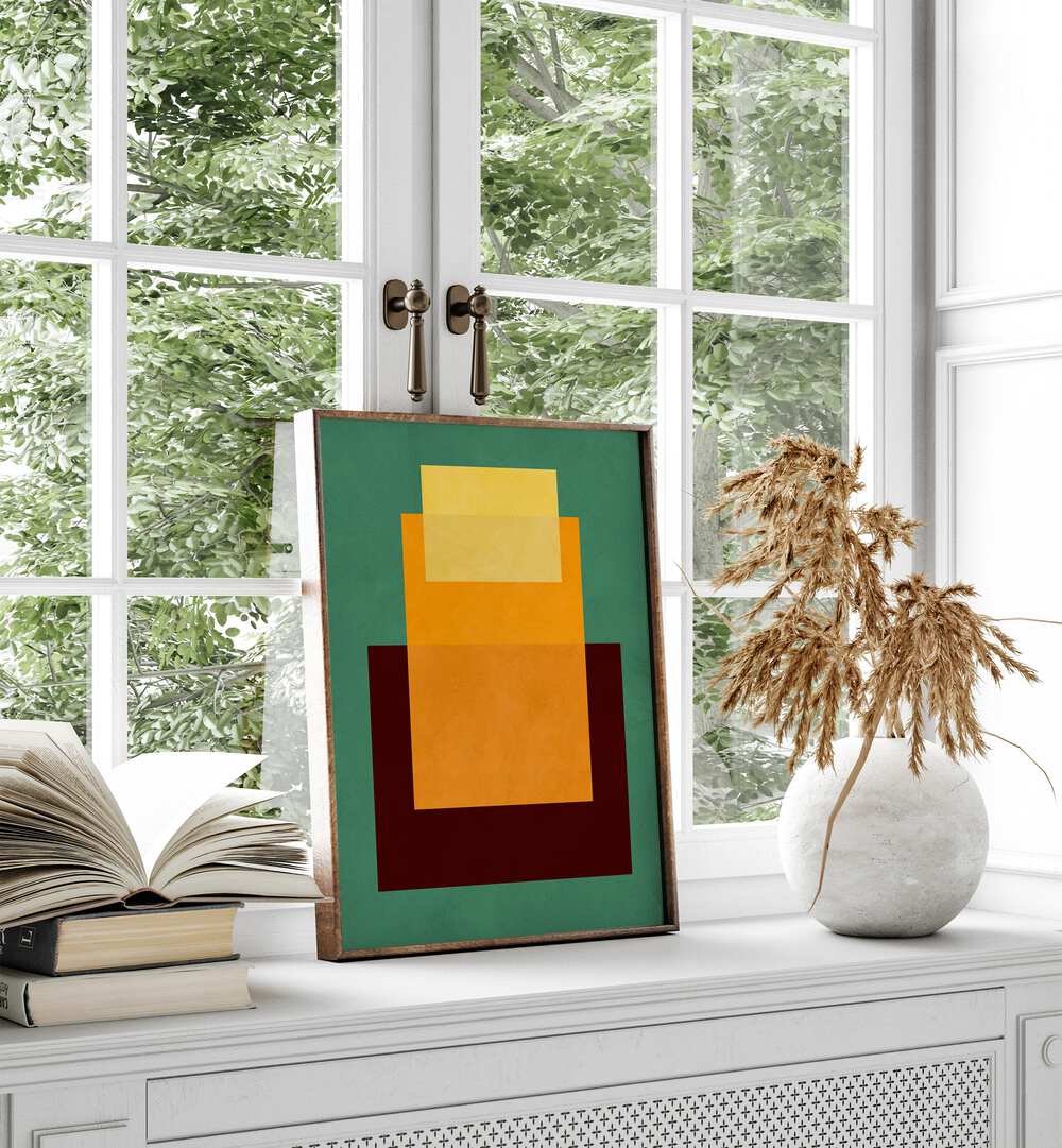 Vibrant OVERLAPPING X, GEOMETRIC ART PRINTS showcased in a stylish interior, enhancing modern design aesthetics.