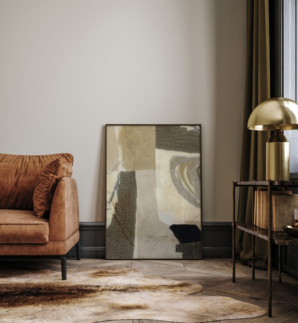 Stylish living room featuring OVERLAY, ABSTRACT PAINTINGS that enhance the space with vibrant colors and dynamic shapes.