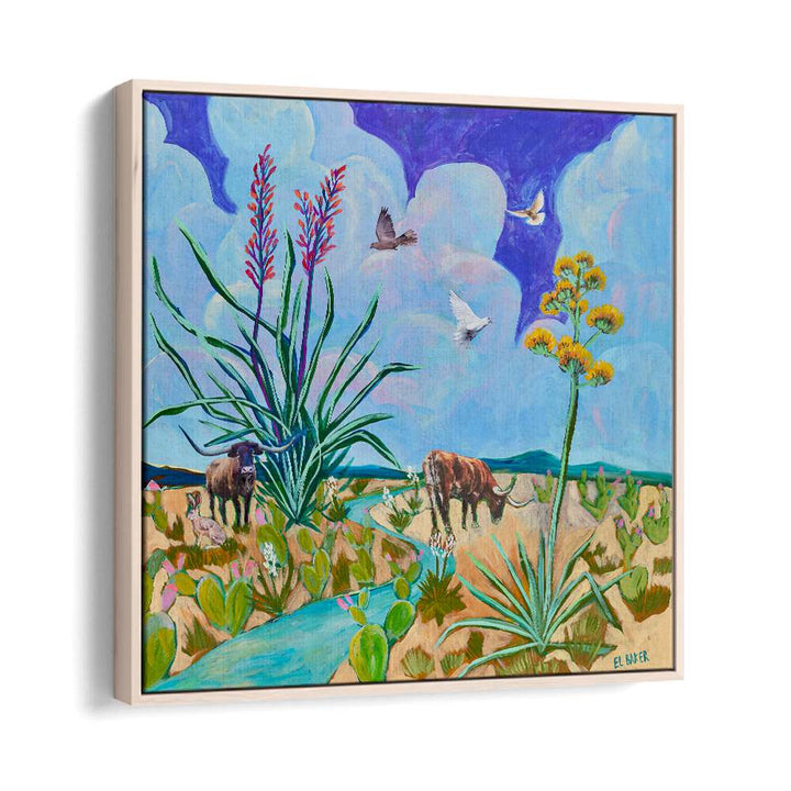 Eleanor Baker painting - WEST TEXAS LONGHORN CENTURY PLANT PRINT by Asianmonk