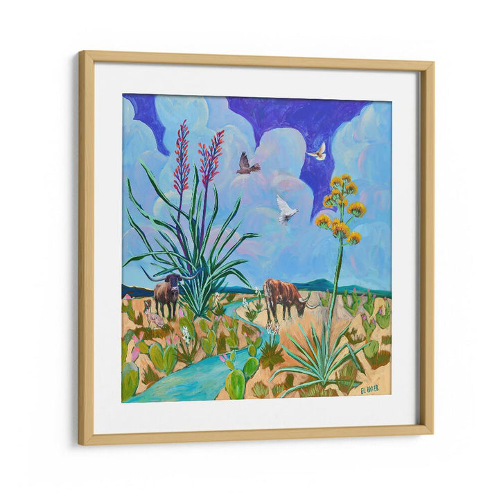 Eleanor Baker painting - WEST TEXAS LONGHORN CENTURY PLANT PRINT by Asianmonk