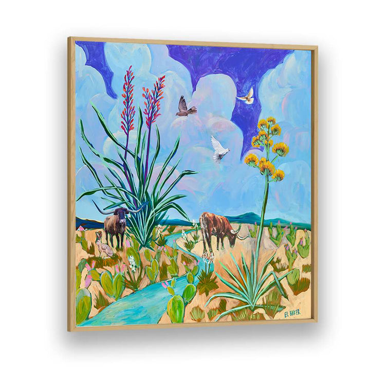 Eleanor Baker painting - WEST TEXAS LONGHORN CENTURY PLANT PRINT by Asianmonk