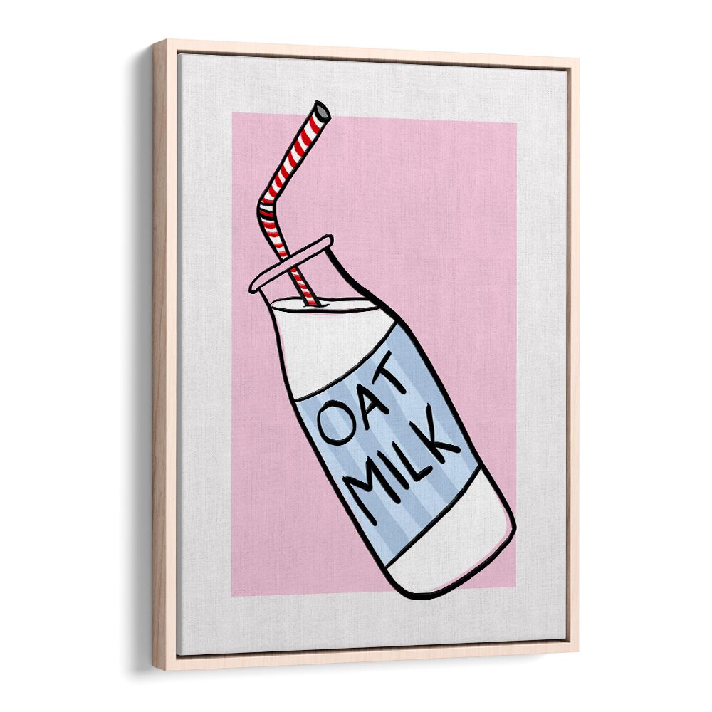 Oat Milk by Athene Fritsch Kitchen Posters Kitchen Art Prints in Oak Wood Floater Frame