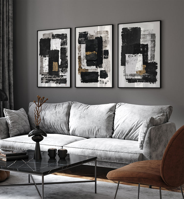OBSIDIAN EDIT, SET OF 3 PAINTINGS