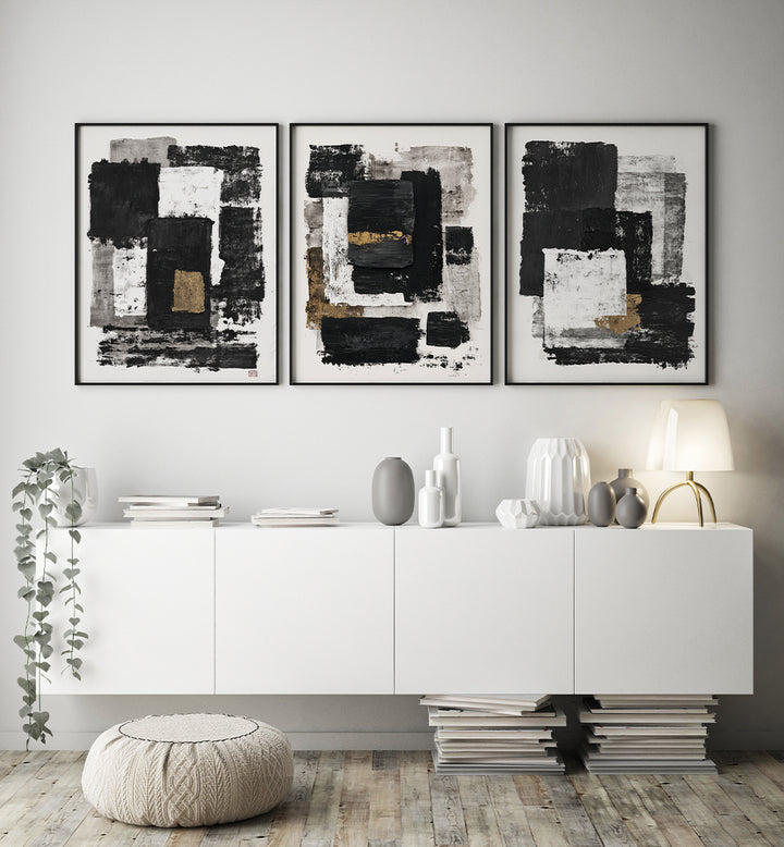 OBSIDIAN EDIT, SET OF 3 PAINTINGS