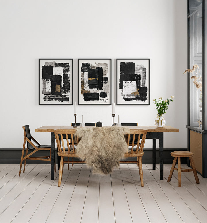 OBSIDIAN EDIT, SET OF 3 PAINTINGS