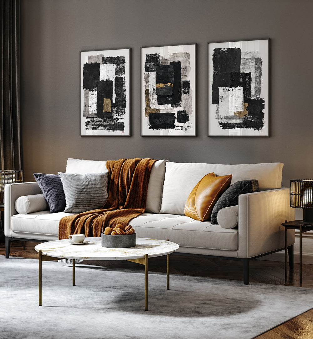 OBSIDIAN EDIT, SET OF 3 PAINTINGS