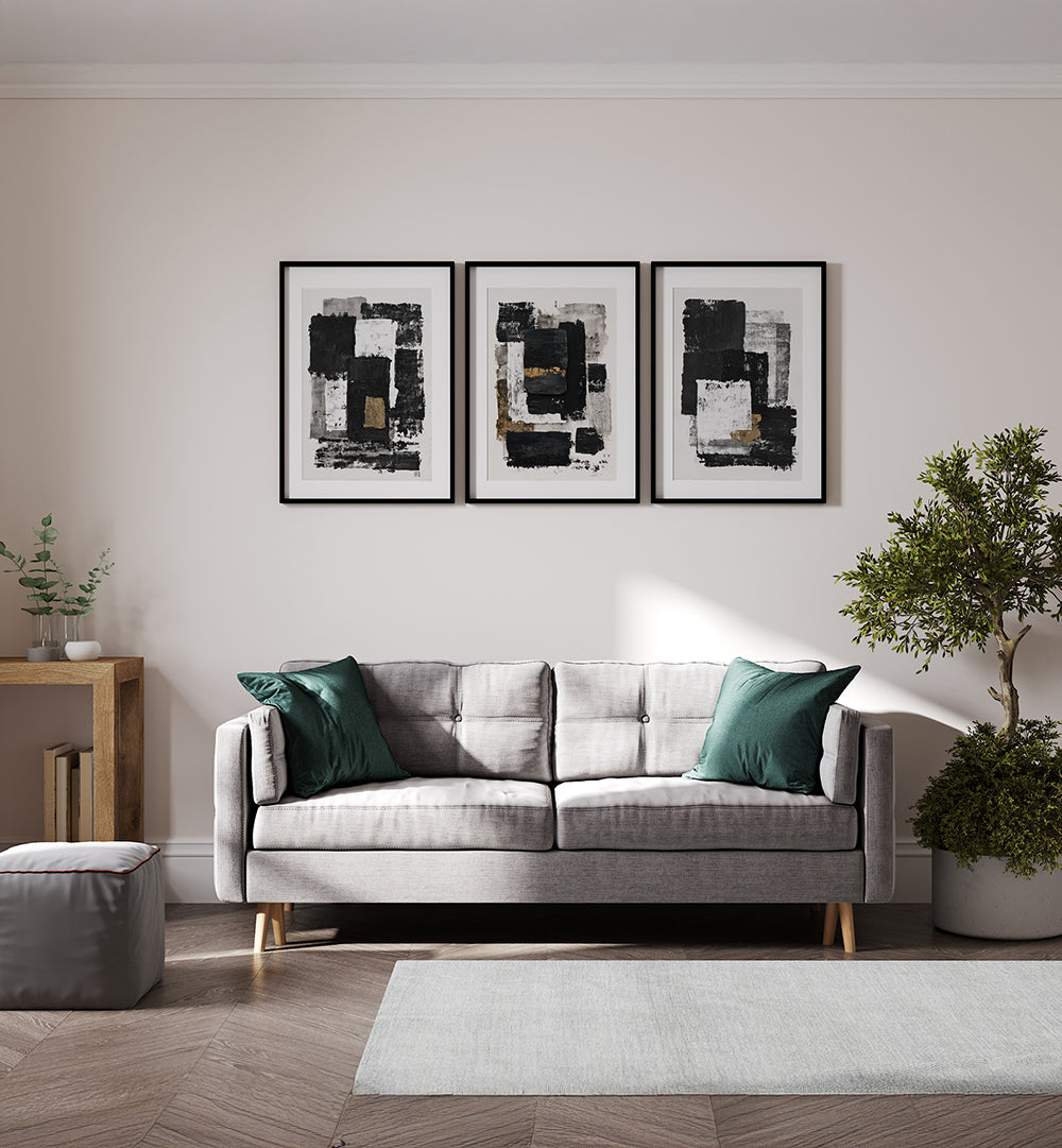 OBSIDIAN EDIT, SET OF 3 PAINTINGS