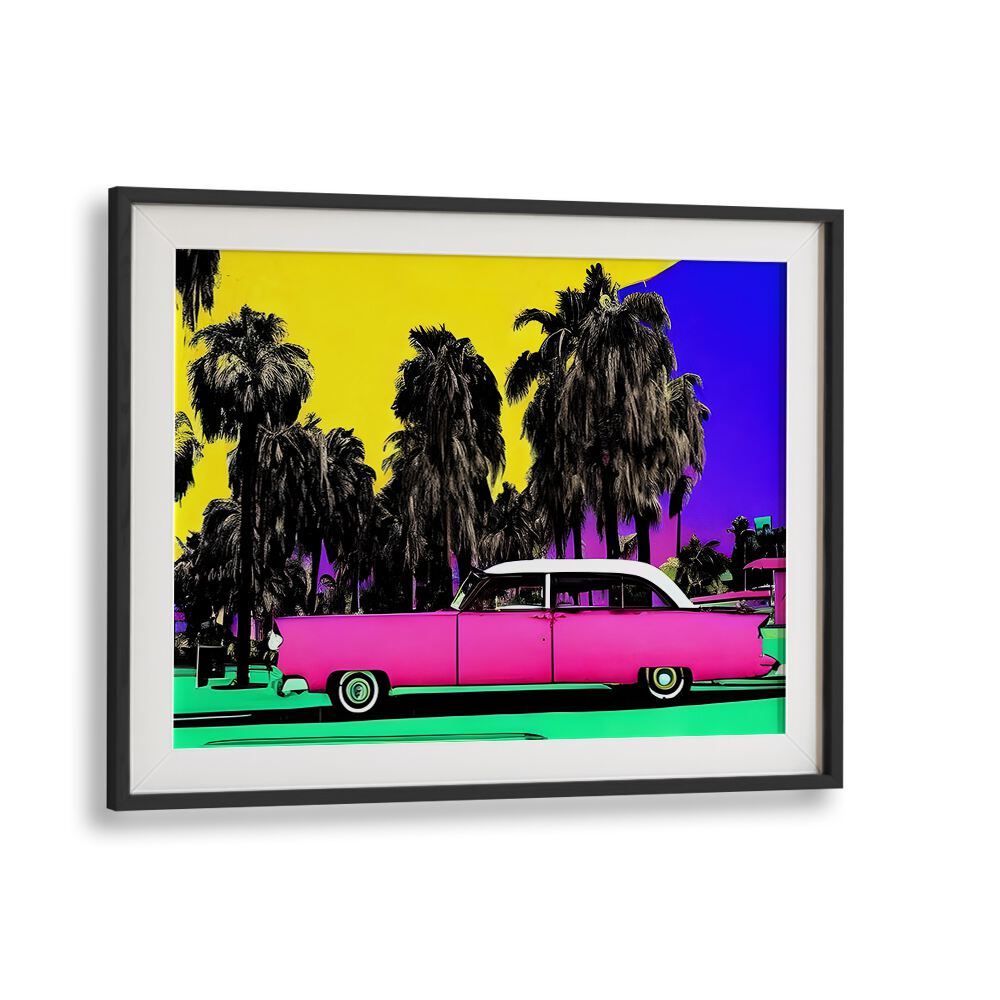 Ocean Drive Pop Art Paintings Pop Art Prints in Black Frame With Mount