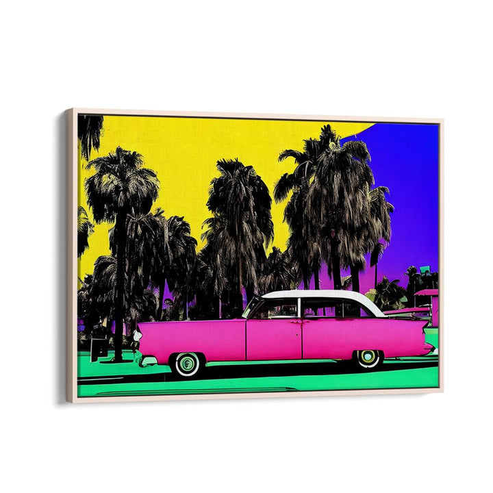 Ocean Drive Pop Art Paintings Pop Art Prints in Oak Wood Floater Frame