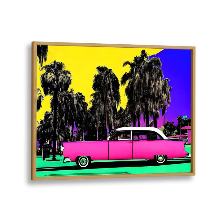 Ocean Drive Pop Art Paintings Pop Art Prints in Oak Wood Plain Frame