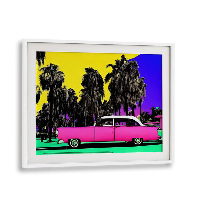 Ocean Drive Pop Art Paintings Pop Art Prints in White Frame With Mount