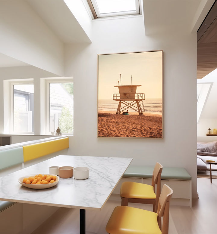 Elegant OCEANFRONT, BEACH PAINTINGS by Philippe Hugonnard, showcasing a serene lifeguard tower at sunset.