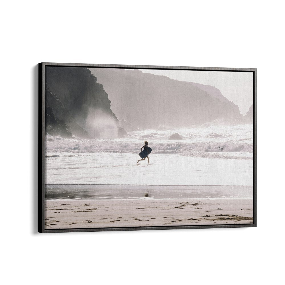 Oceans Call Beach Prints Coastal Wall Art in Black Floater Frame