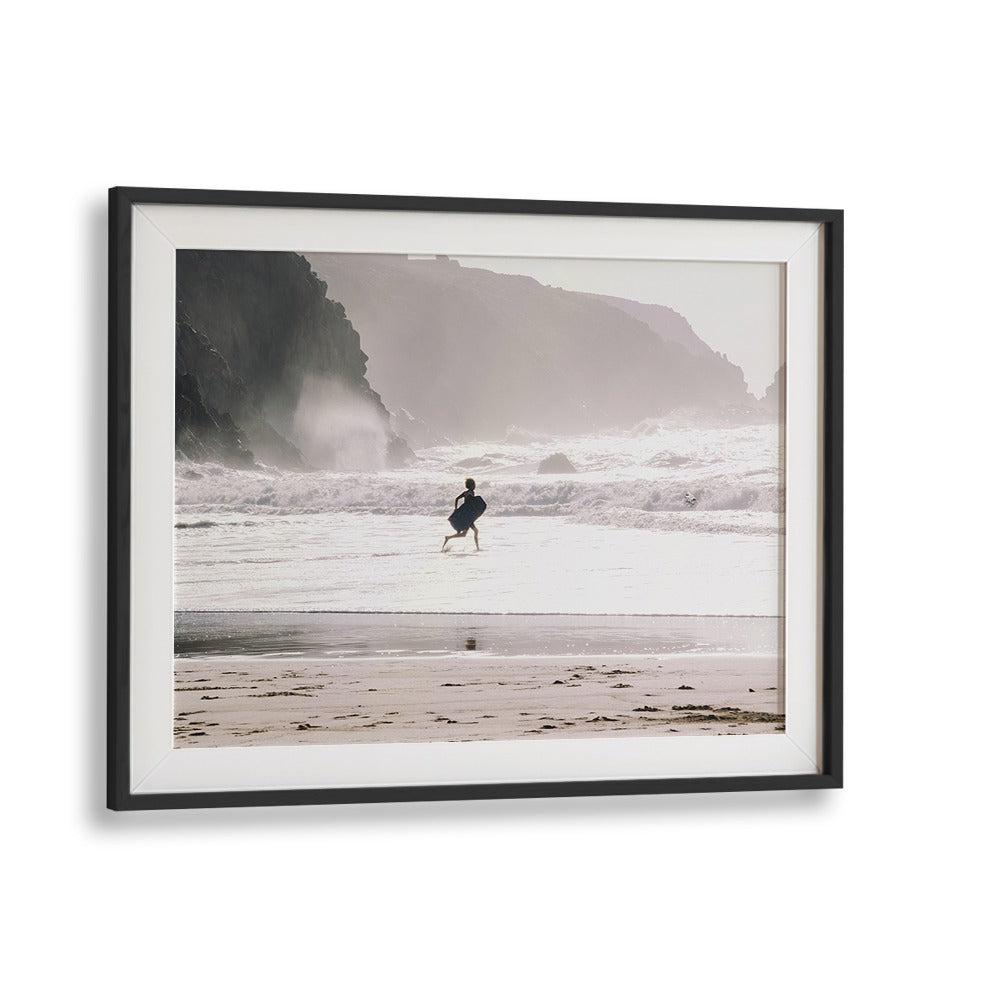 Oceans Call Beach Prints Coastal Wall Art in Black Frame With Mount