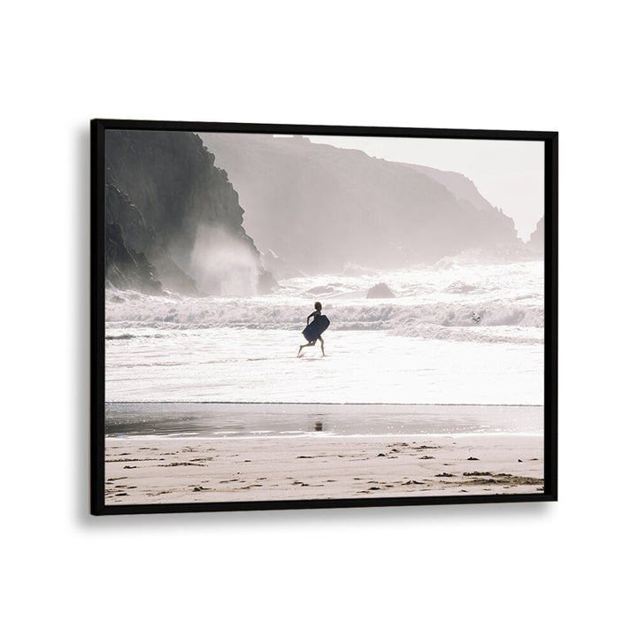 Oceans Call Beach Prints Coastal Wall Art in Black Plain Frame