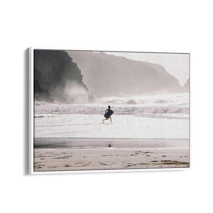 Oceans Call Beach Prints Coastal Wall Art in White Floater Frame