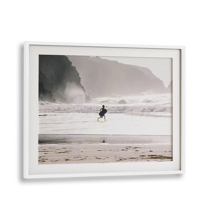 Oceans Call Beach Prints Coastal Wall Art in White Frame With Mount