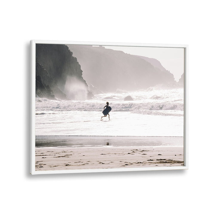 Oceans Call Beach Prints Coastal Wall Art in White Plain Frame