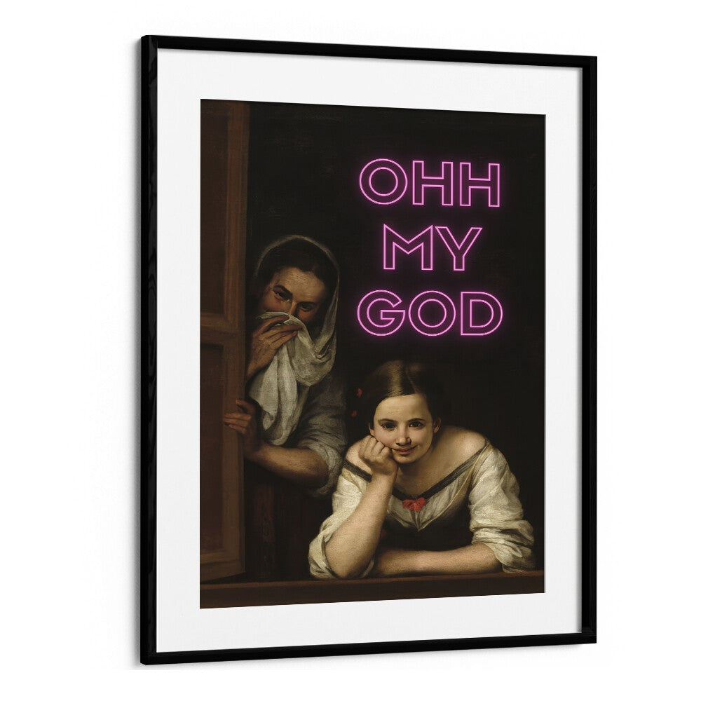 Ohh My God  Altered Art Prints in Black Frame With Mount