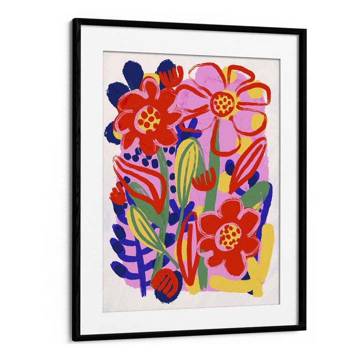 Oil Paint Flower By Treechild Botanical Art Prints in Black Frame With Mount