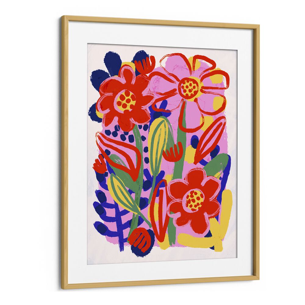 Oil Paint Flower By Treechild Botanical Art Prints in Oak Wood Frame With Mount