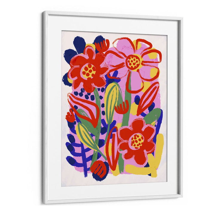 Oil Paint Flower By Treechild Botanical Art Prints in White Frame With Mount