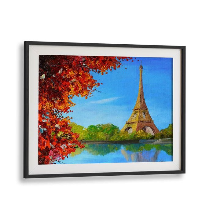 Old Paris Charm Vintage European Paintings in Black Frame With Mount