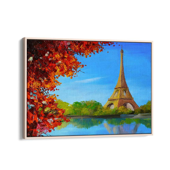 Old Paris Charm Vintage European Paintings in Oak Wood Floater Frame