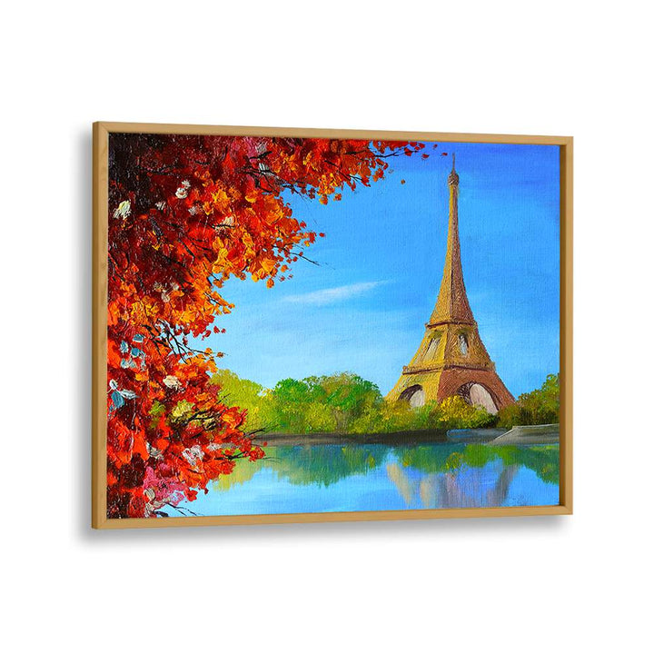 Old Paris Charm Vintage European Paintings in Oak Wood Plain Frame