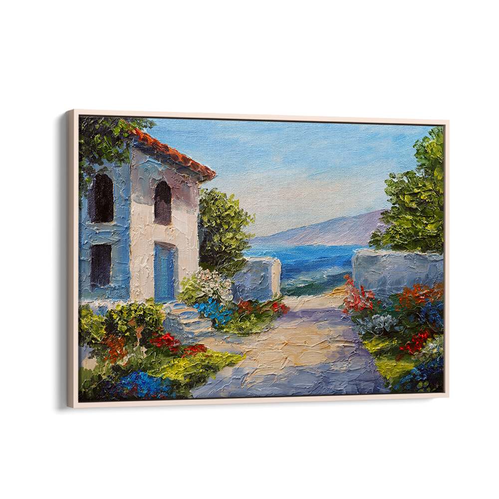 Old Town Roads Vintage European Paintings in Oak Wood Floater Frame