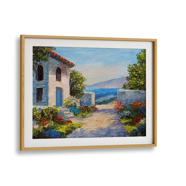 Old Town Roads Vintage European Paintings in Oak Wood Frame With Mount