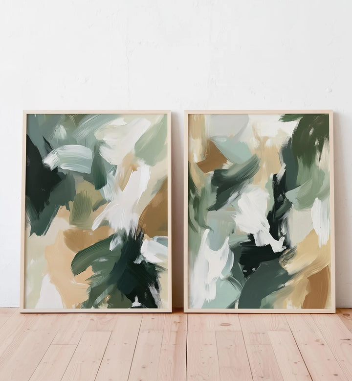 OLIVE REVERIE , SET OF 2 PAINTINGS