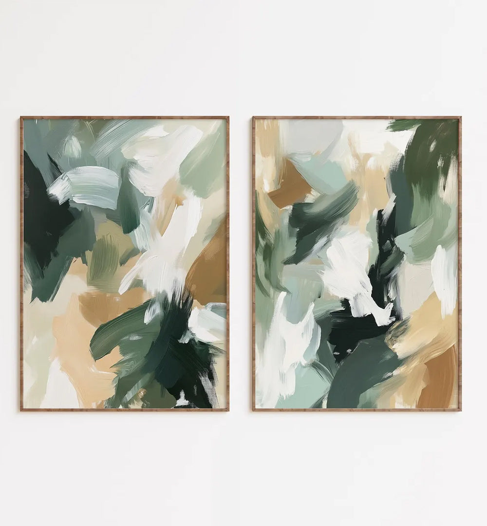 OLIVE REVERIE , SET OF 2 PAINTINGS