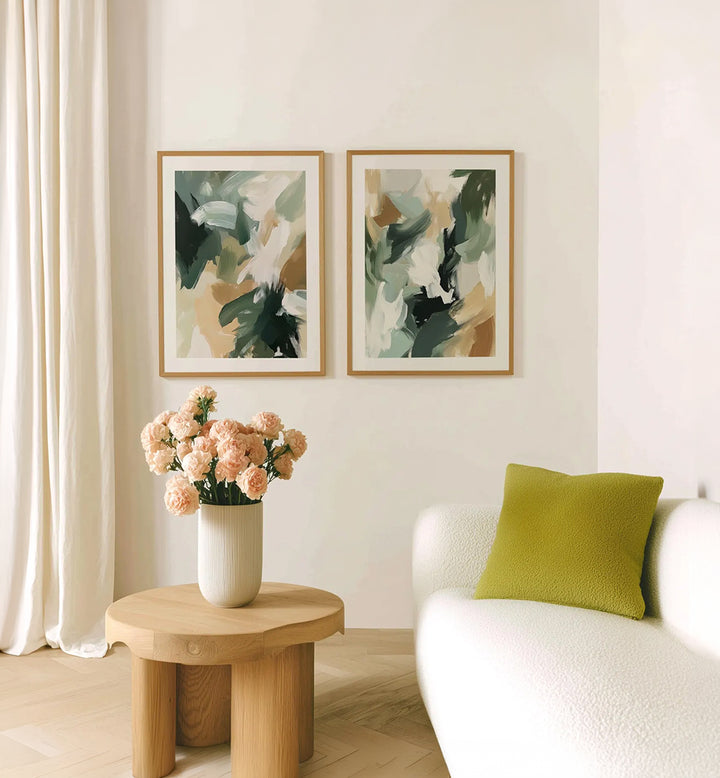 OLIVE REVERIE , SET OF 2 PAINTINGS