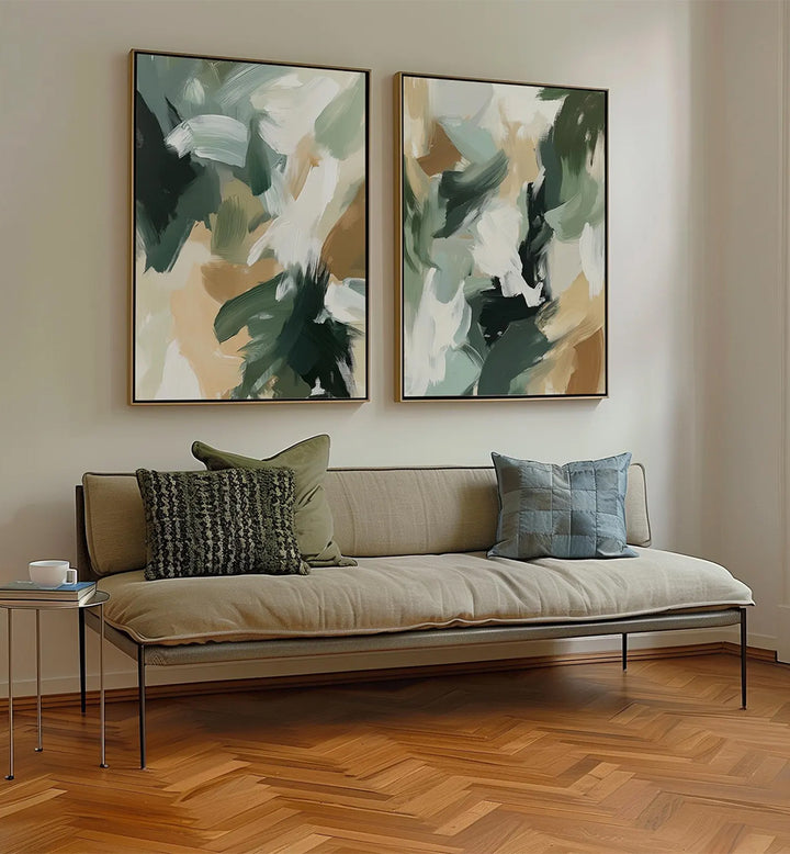 OLIVE REVERIE , SET OF 2 PAINTINGS