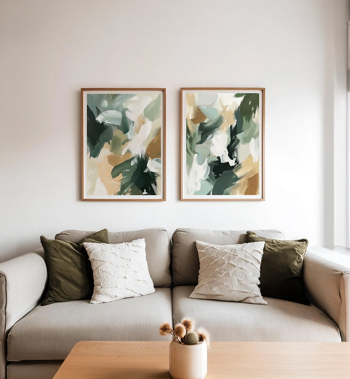OLIVE REVERIE , SET OF 2 PAINTINGS