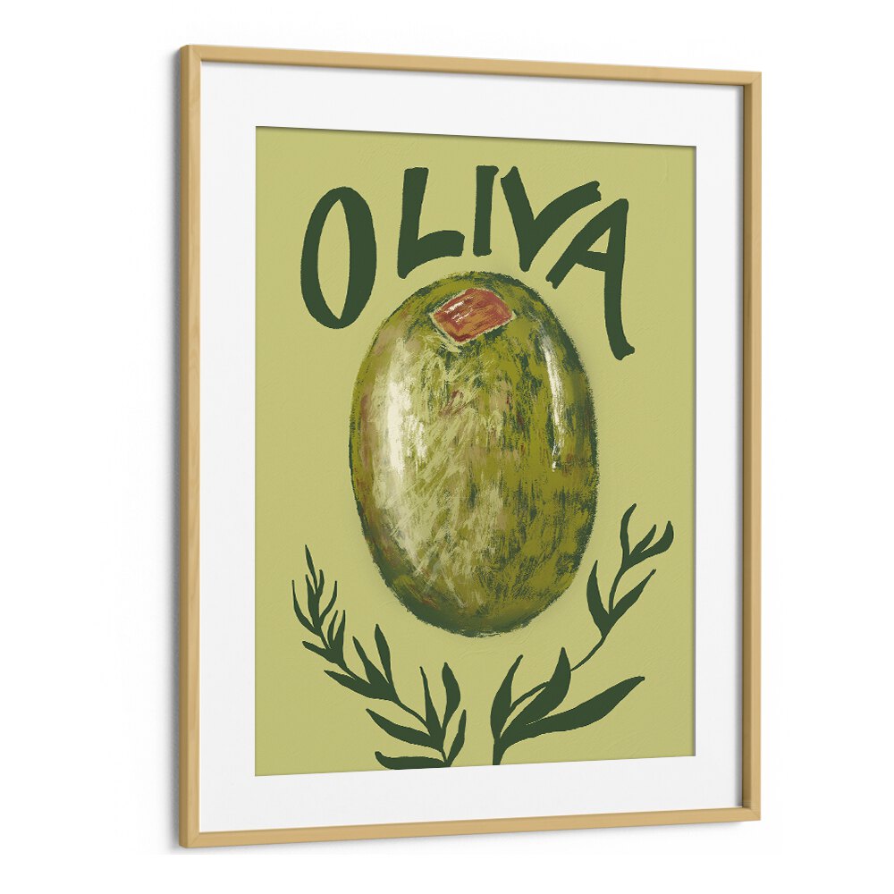 Olive by Studio Dolci Kitchen Art Prints in Oak Wood Frame With Mount