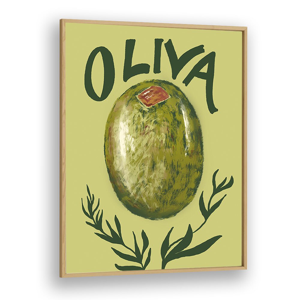 Olive by Studio Dolci Kitchen Art Prints in Oak Wood Plain Frame