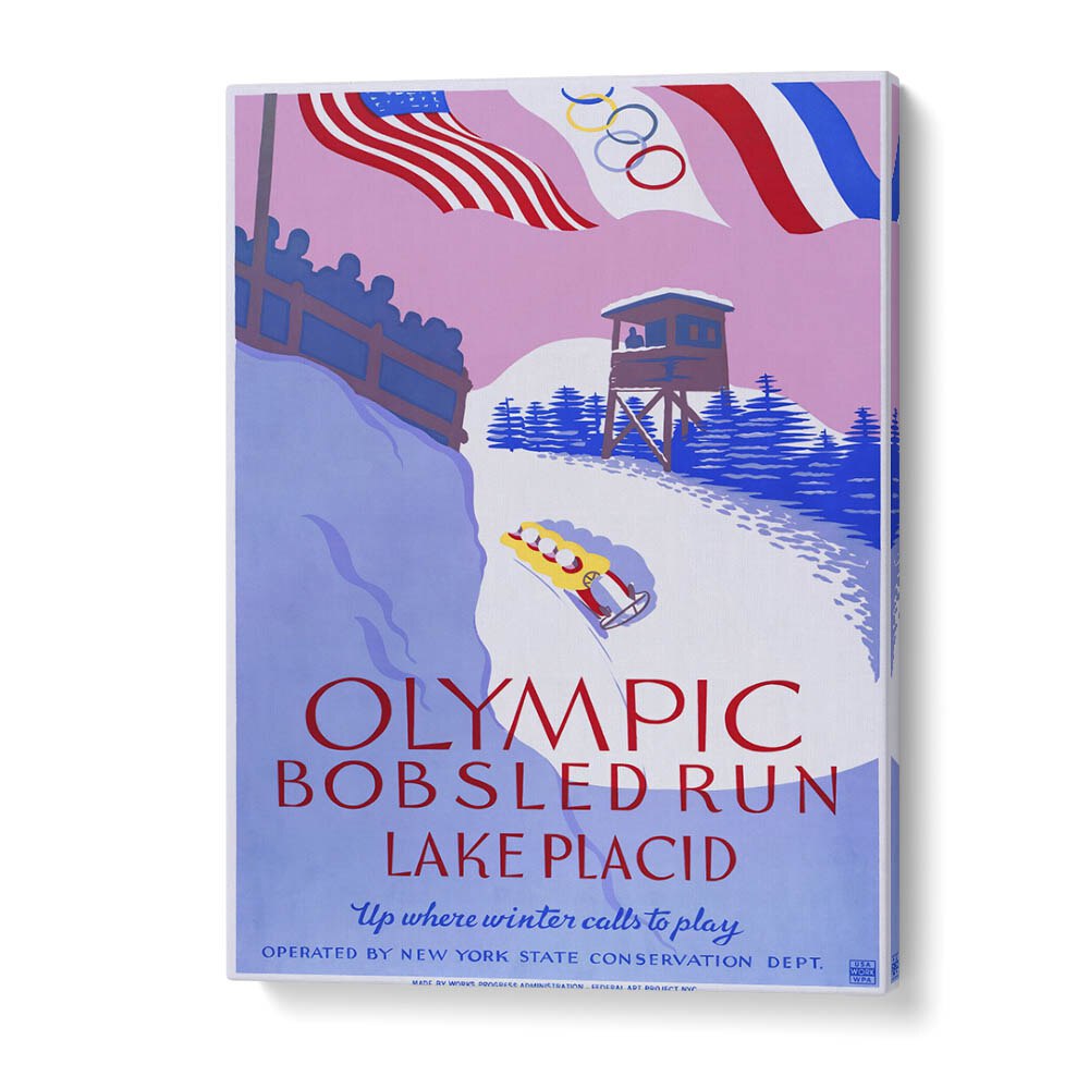 Olymic Bobsled Run Retro Vintage Travel Vintage Travel Posters in Gallery Wrap