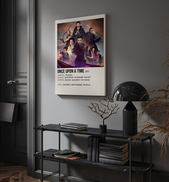 Once Upon A Time 2011 Movie Posters in Gallery Wrap hanging on wall above console table beside door and window