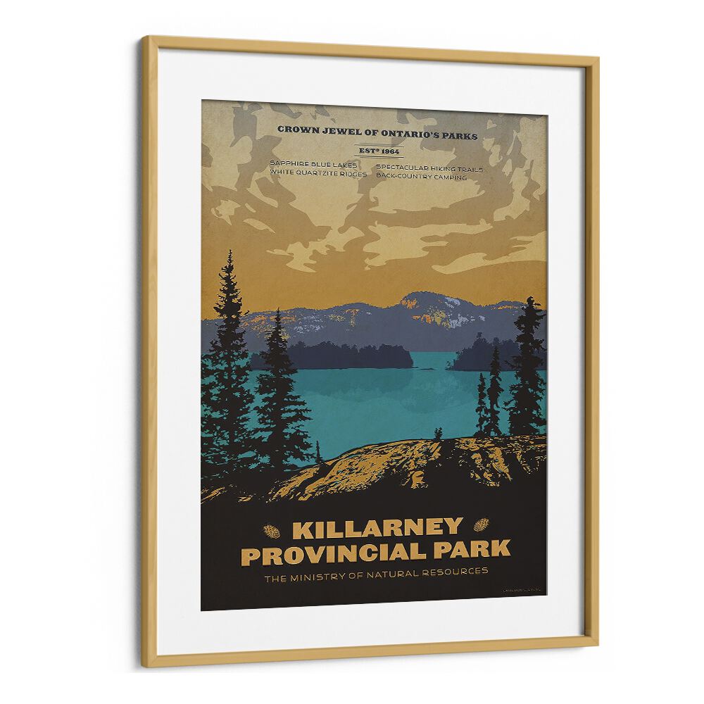 Ontario Retro Vintage Travel Vintage Travel Posters in Oak Wood Frame With Mount