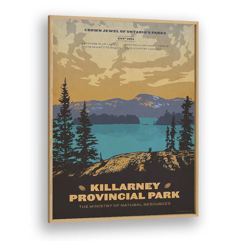 Ontario Retro Vintage Travel Vintage Travel Posters in Oak Wood Plain Frame