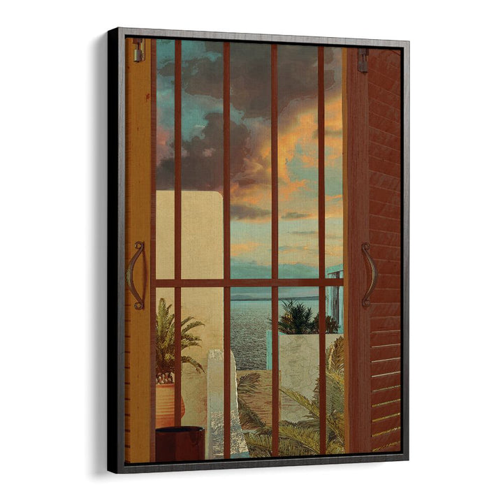 Open Window By Cosmo Zach Surreal Art Prints in Black Floater Frame